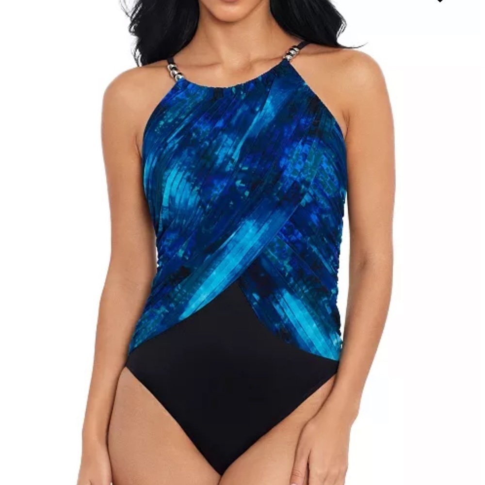 MAGICSUIT Women's 8 Hazy Daze Lisa Colorful Abstract Draped One Piece Swimsuit